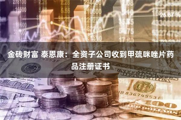 金砖财富 泰恩康：全资子公司收到甲巯咪唑片药品注册证书